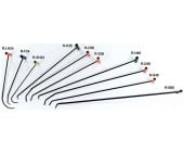 Ten piece Dentcraft PDR rod set with colored handles arranged in a fan shape RB56, RS48, RD48, RH48, RS36, RD36, RH36, RSH24, RF24, RLH24 on white background.