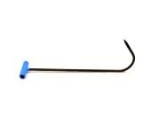 24-inch Big Blue Hook Interchangeable Tip PDR Rod featuring a blue pipe handle and a curved black shaft with an interchangeable tip, for dent repairs when reach is needed.