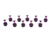 Ten purple Dent Reaper hexagonal 10 mm glue tabs arranged on a white background.
