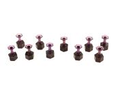 Ten purple Dent Reaper hexagonal 10 mm glue tabs arranged on a white background.
