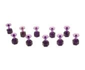 Ten purple Dent Reaper hexagonal 14 mm glue tabs arranged on a white background.