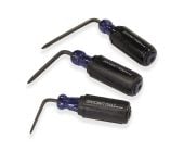 Three Dentcraft sharp-tip hand tools with blue screwdriver handles and black grips, L-shaped shafts and sharper tips, arranged on a white background.