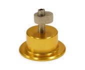 Sergio 38 mm cold glue tab with stem adapter and center screw, close view on a white background.