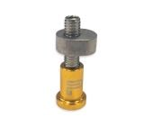 Sergio 12 mm cold glue tab with stem adapter and center screw, close view on a white background.