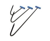 Three Big Blue Hook paintless dent-repair rods with blue T-handles and black 1/2-inch steel hooks, shown in 14, 24 and 36 inch lengths on a white background.