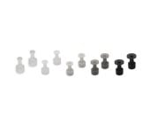 Dent Gents Tornado Glue Tabs variety pack—10 tabs with tapered “tornado” stems, two each in 7 mm, 9 mm, 11 mm, 13 mm, and 15 mm—arranged light to dark on a white background.