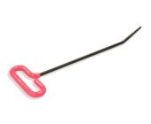 Pink T‑handle blunt‑tip PDR rod, 14 in × ¼ in (35.5 cm × 6.35 mm) spring‑steel shaft with angled tip for dent repair.