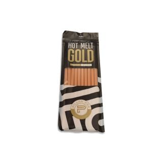 Sergio Gold hot melt PDR glue sticks, 12 inch extended length, 10 pack in retail bag (front).