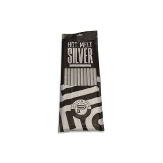 Sergio Silver hot-melt PDR glue sticks, 12-inch extended length, 10-pack in retail bag (front).