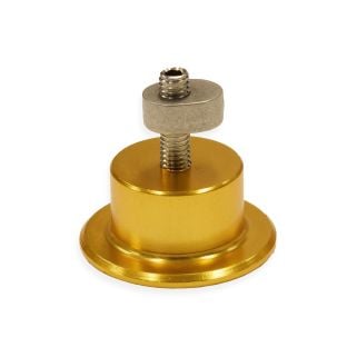 Sergio 38 mm cold glue tab with stem adapter and center screw, close view on a white background.