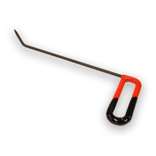 Straight sharp brace tool right 10 inch with red and black handle on a white background.
