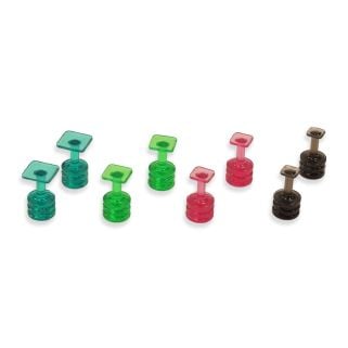 Variety pack of eight square-face PDR glue tabs—teal, green, pink, and smoke—sizes 7.5mm, 9mm, 11mm, and 13mm on white background.