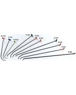 Ten piece Dentcraft PDR rod set with colored handles arranged in a fan shape RB56, RS48, RD48, RH48, RS36, RD36, RH36, RSH24, RF24, RLH24 on white background.