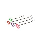 Four piece T-handle PDR tool set with color coded handles (green, orange, purple, pink) and bent working ends, arranged on a white background.