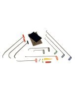 Side panel PDR starter set on white background assorted rods, wire tools, 34-inch whale tail, metal window shield, wedge, T-handle, tip/handle extensions, and small Delrin knockdown.