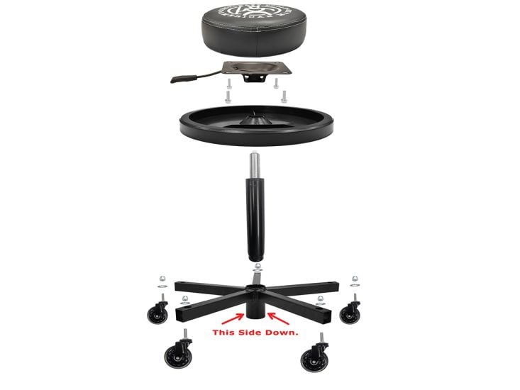Dentcraft Rolling Stool – Adjustable Seat with Tool Tray